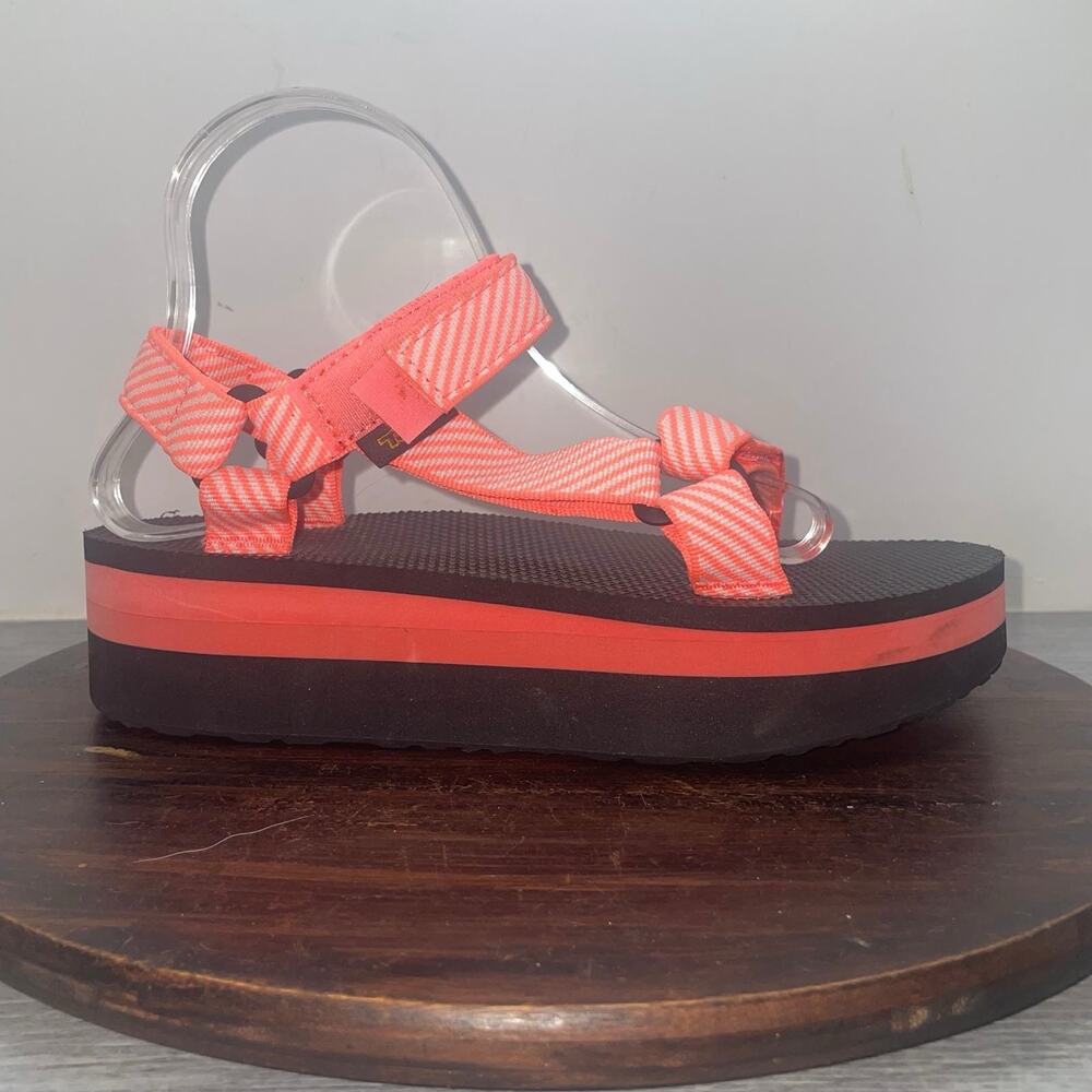 Teva Sandals Women’s 9 Midform Universal Platform Orange Hook & Loop 1008844